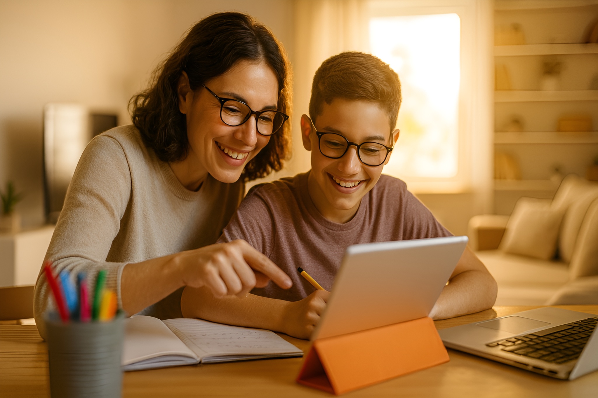 Happy homeschooling family